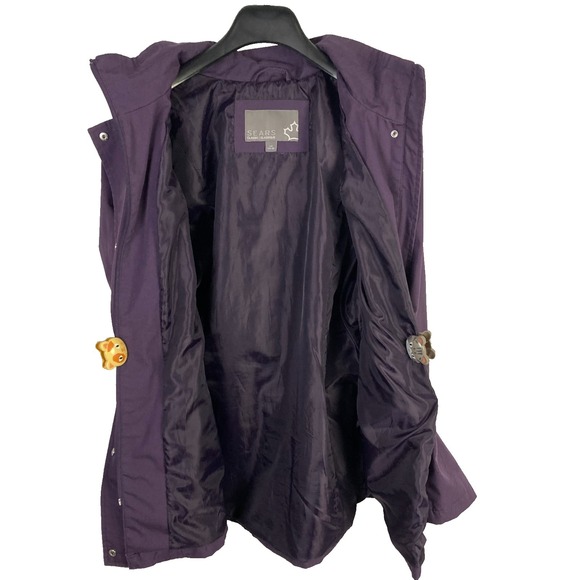 Sears Classic Purple All-Weather Hooded Parka Jacket Large - Picture 7 of 13